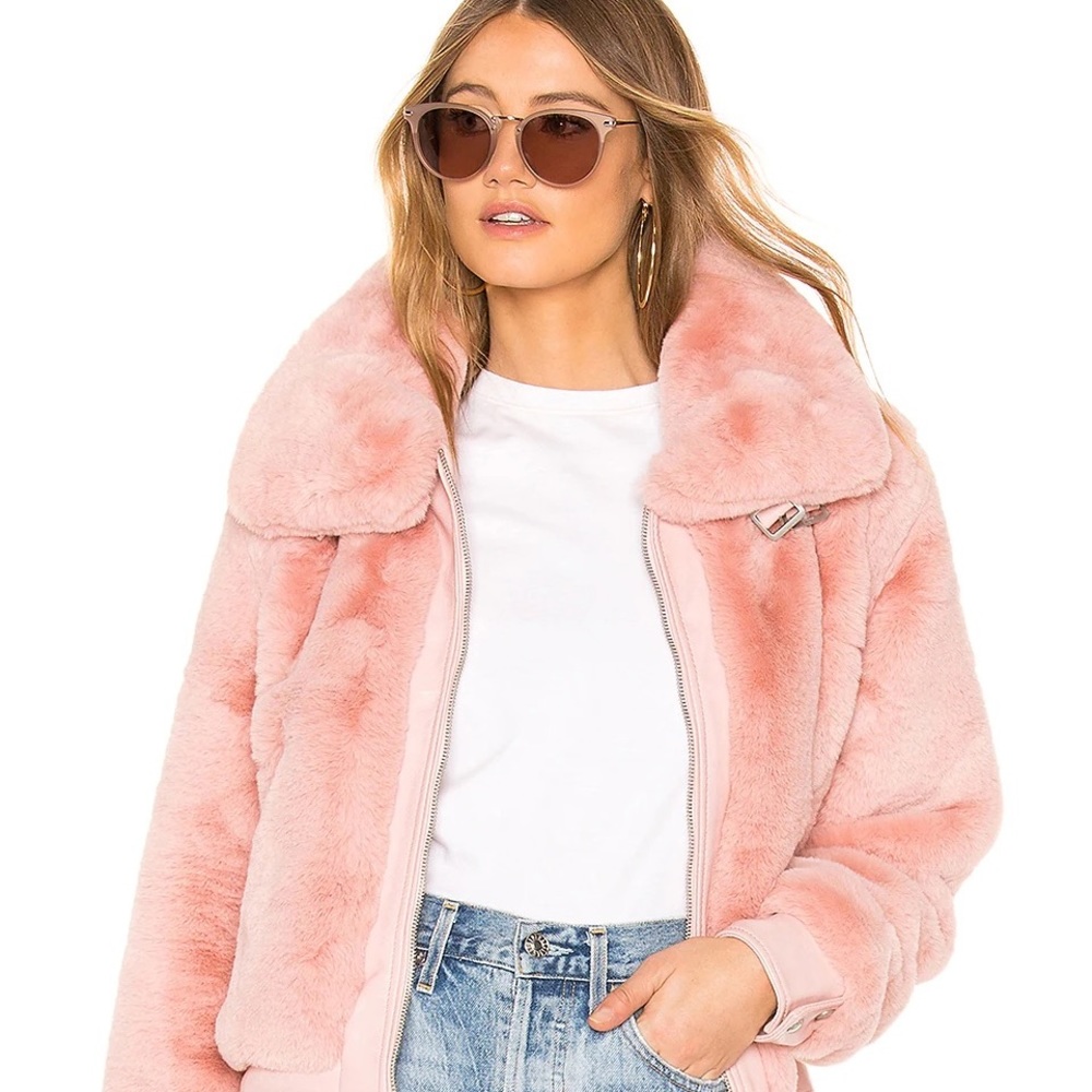 Blank NYC Pink Faux Fur Leather Jacket